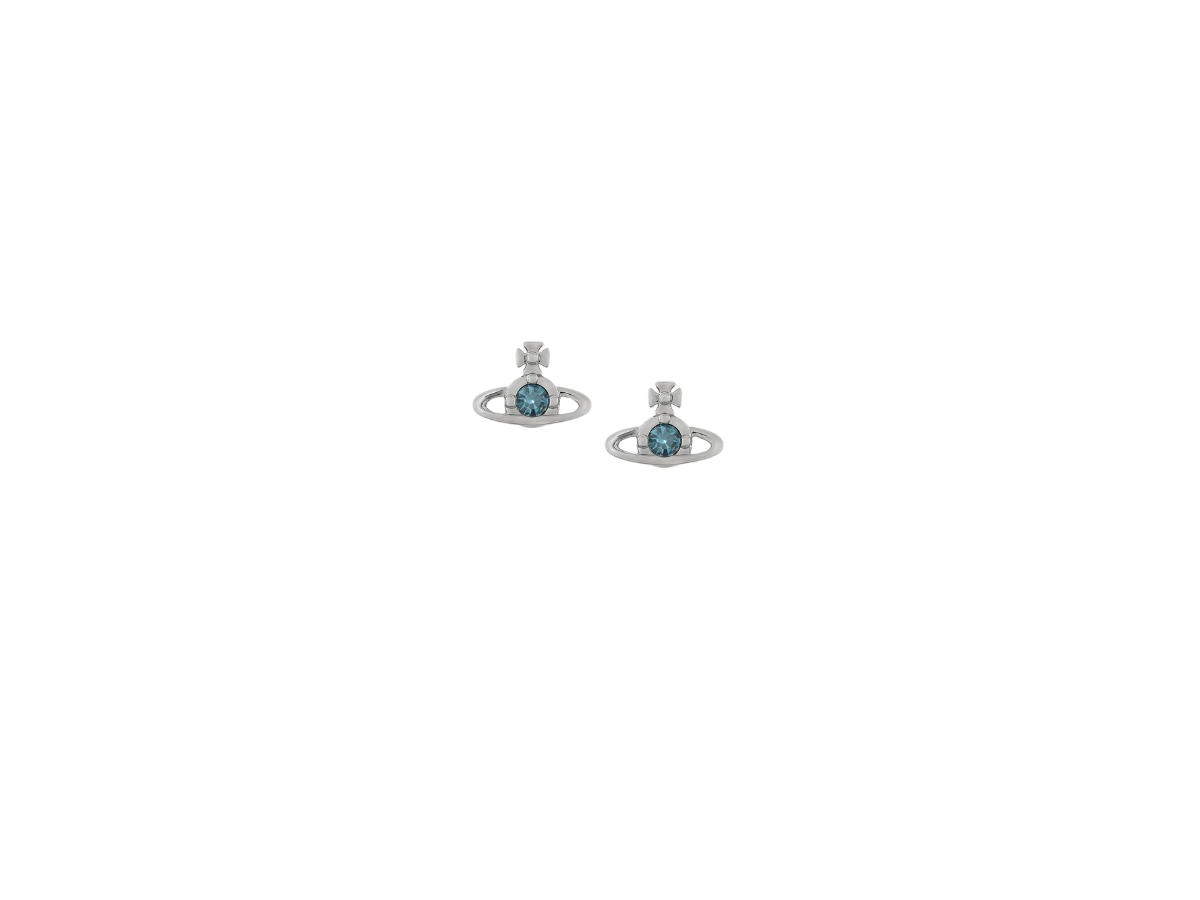 Vivienne Westwood Vivienne Westwood Nano Solitaire Earrings Platinum Smoked Sapphire Crystal