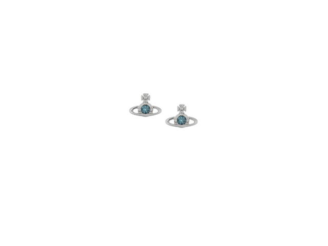 Vivienne Westwood Vivienne Westwood Nano Solitaire Earrings Platinum Smoked Sapphire Crystal - view 1