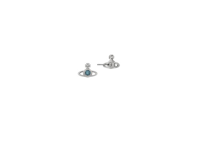 Vivienne Westwood Vivienne Westwood Nano Solitaire Earrings Platinum Smoked Sapphire Crystal - view 2