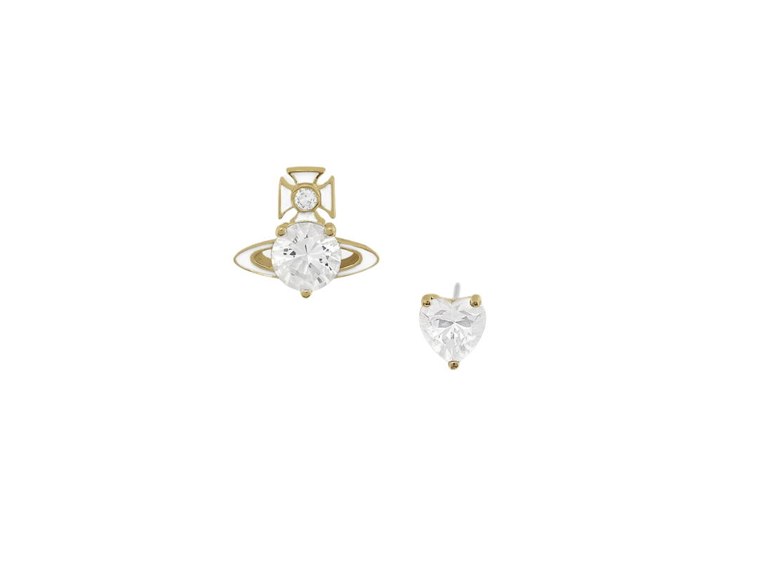 Vivienne Westwood Vivienne Westwood Millie Earrings Gold White Enamel White Cz
