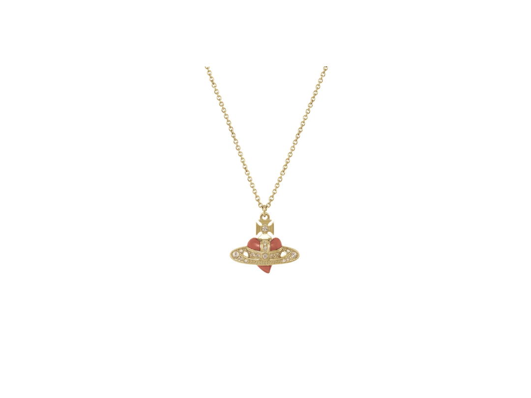 Vivienne Westwood Vivienne Westwood New Diamante Heart Pendant Necklace Gold Light Gold Quartz