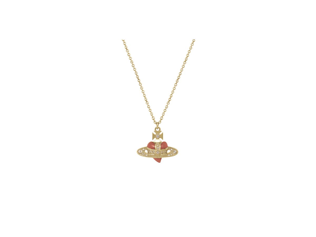 Vivienne Westwood Vivienne Westwood New Diamante Heart Pendant Necklace Gold Light Gold Quartz