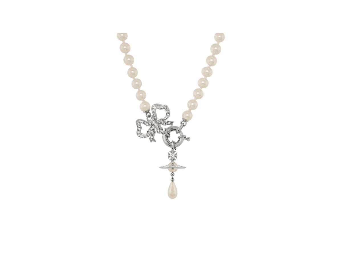 Vivienne Westwood Vivienne Westwood Rigoberta Pearl Necklace Platinum White Crystal Creamrose Pearl