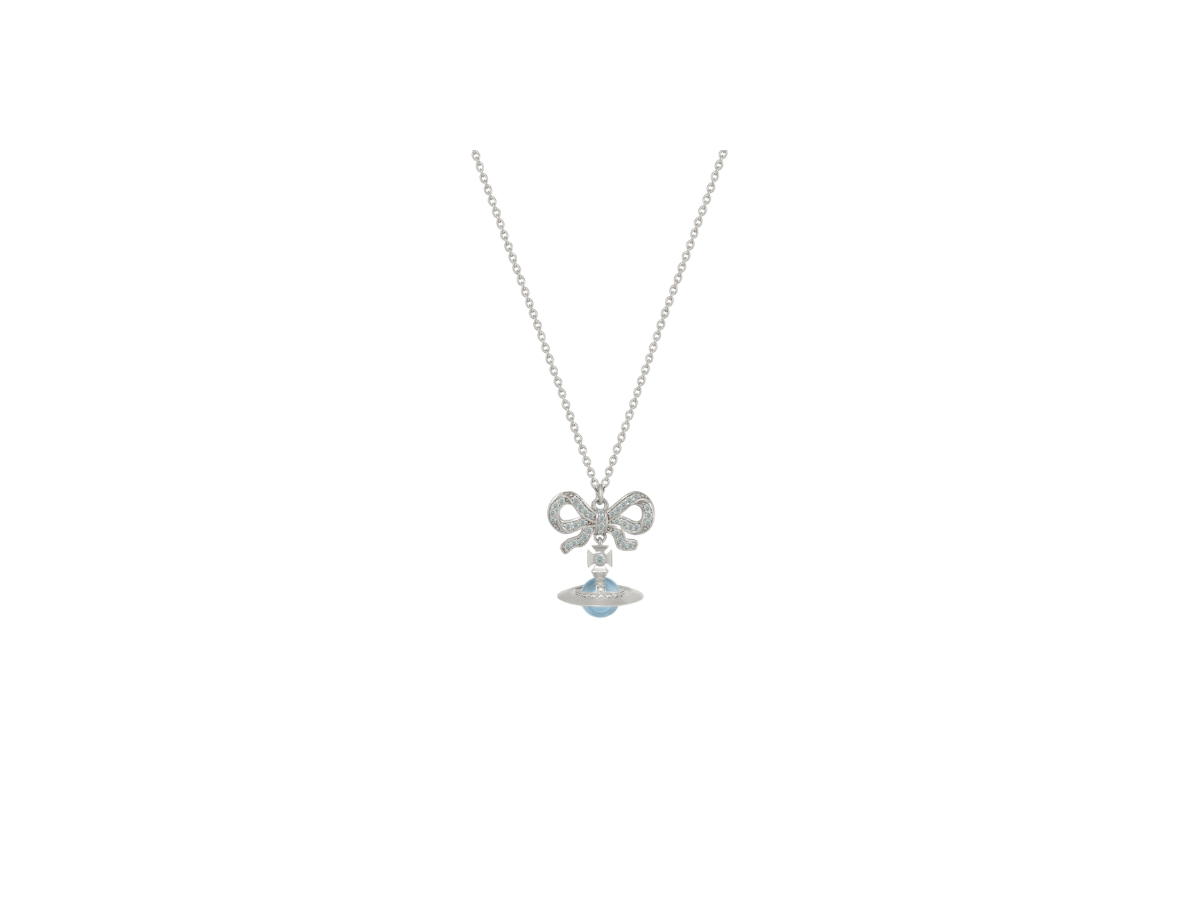 Vivienne Westwood Vivienne Westwood Octavie Pendant Necklace Platinum Blue Aqua CZ