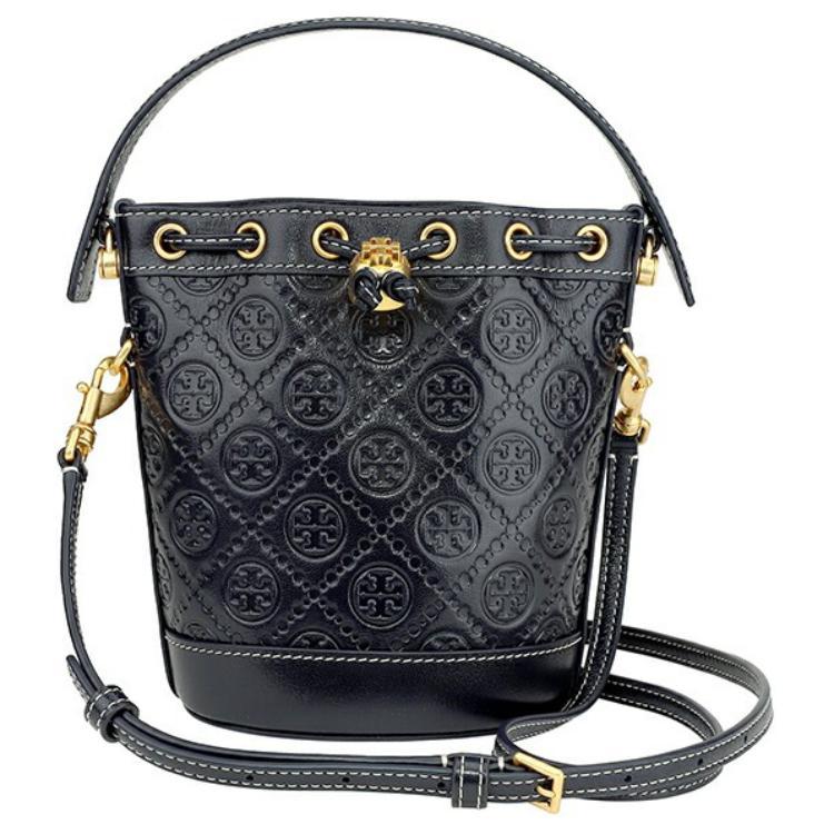 Tory Burch TORY BURCH T Monogram Embossed Leather Bucket Bags Shoulder Bag Crossbody Bag Handbag Mini Women's Midnight Blue