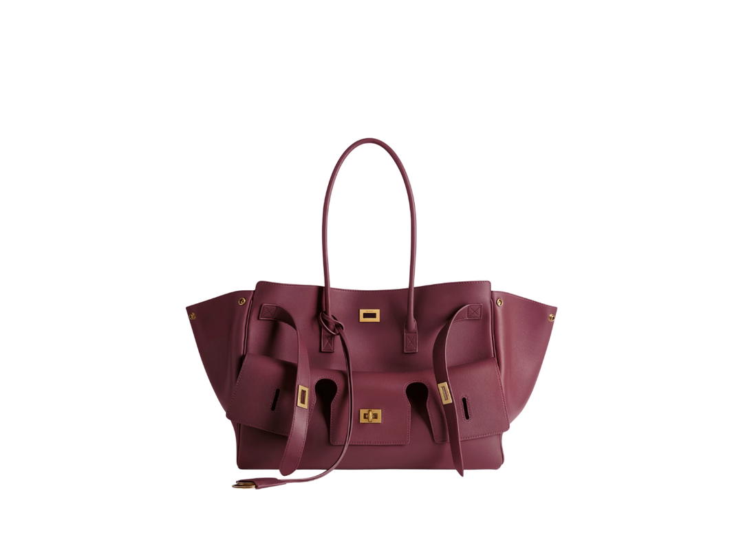 Balenciaga Balenciaga Bel Air Medium Carry All Bag In Dark Burgundy Smooth Calfskin Aged-Gold Hardware