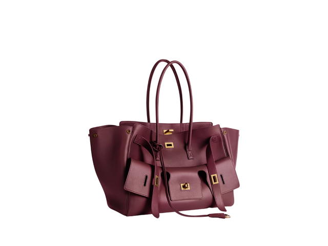 Balenciaga Balenciaga Bel Air Medium Carry All Bag In Dark Burgundy Smooth Calfskin Aged-Gold Hardware - view 2
