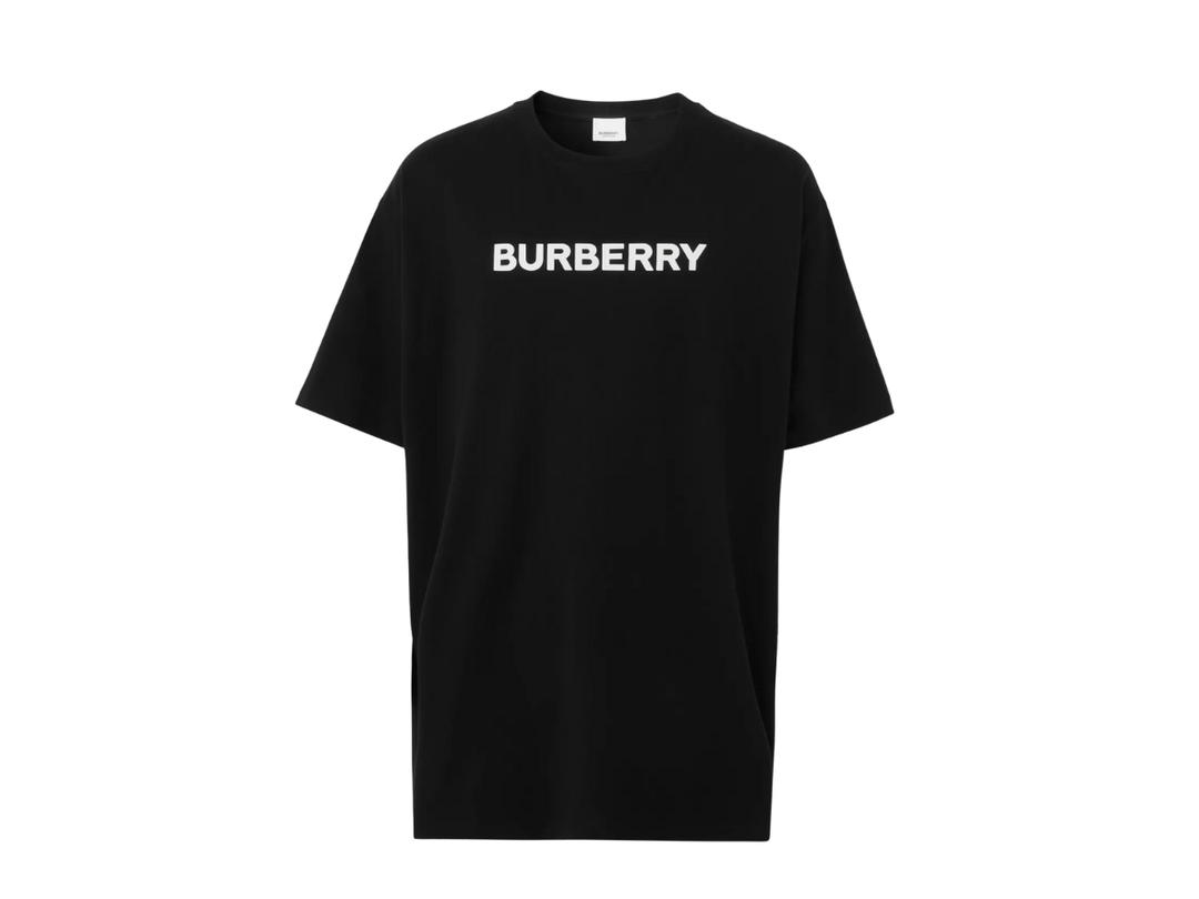 Burberry Burberry Logo Print Cotton Oversized T-shirt Black White