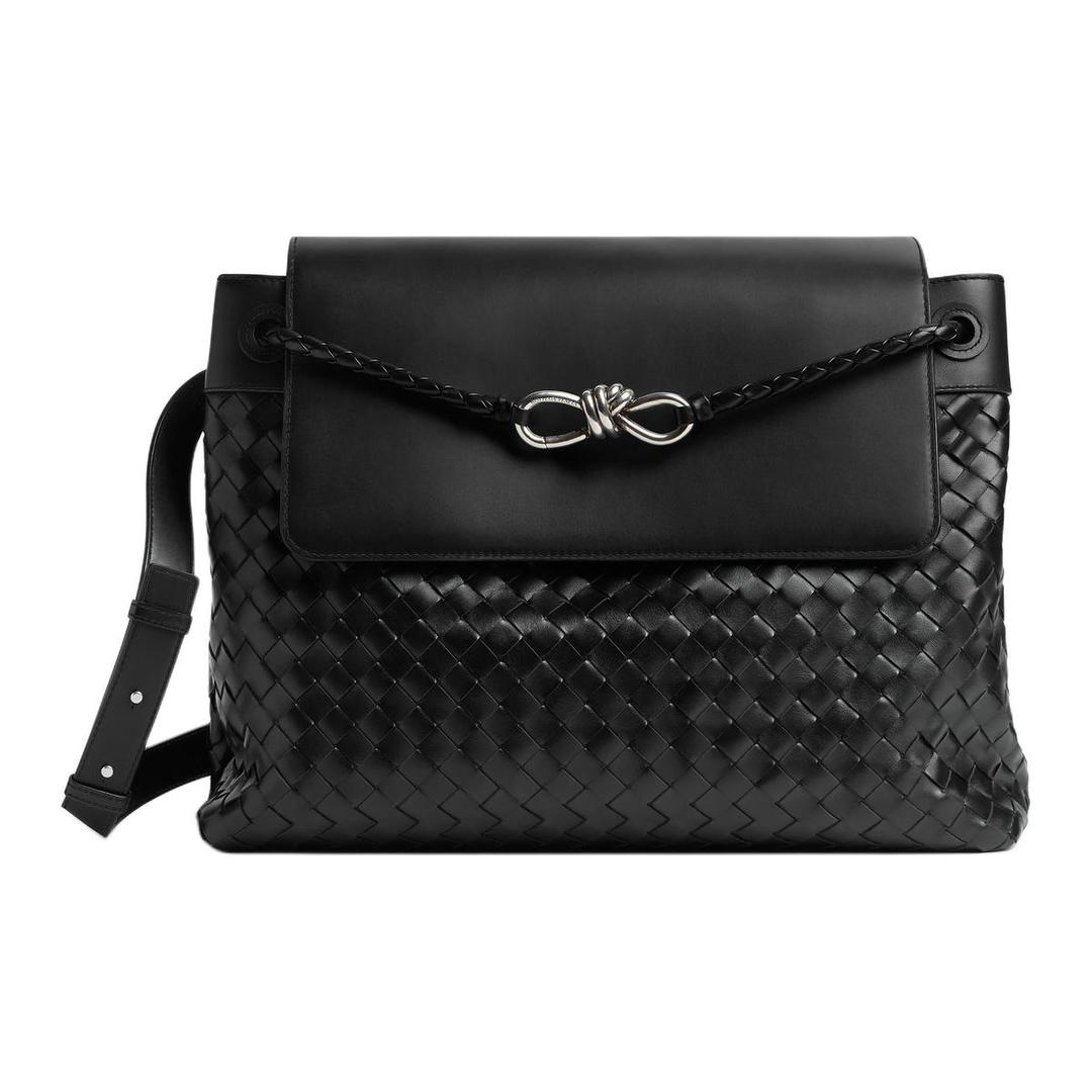 Bottega Veneta Bottega Veneta Andiamo Series Calfskin Messenger Bag, Shoulder Bag, Crossbody Bag Large Size Men's Black