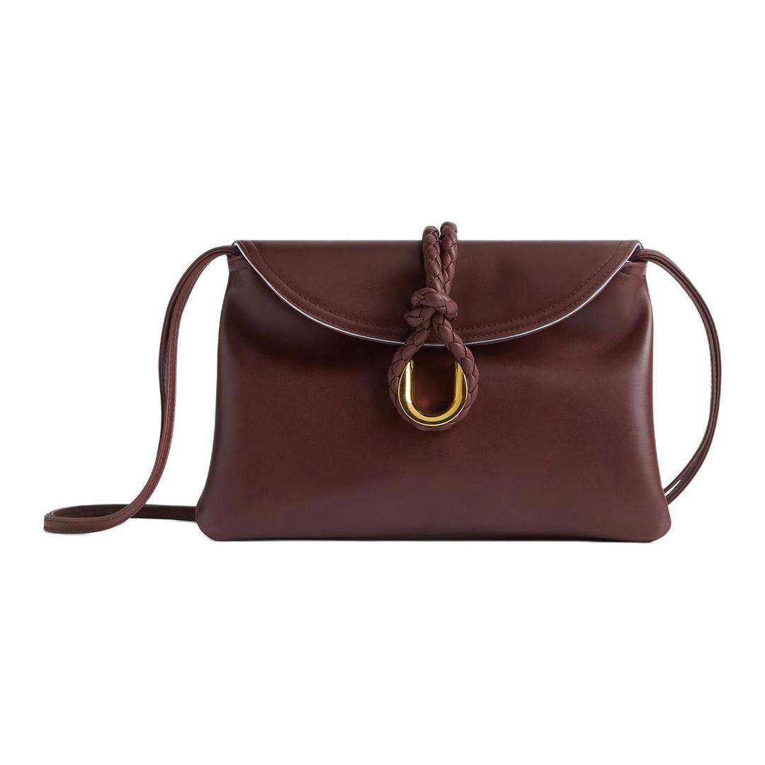 Bottega Veneta Bottega Veneta Calfskin Crossbody Bag, Shoulder Bag Small Size Women's Rhubarb Brown & Aqua