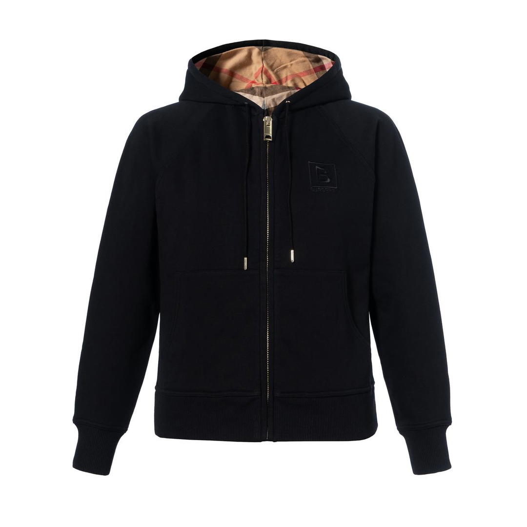 Burberry Burberry Women's Letter Graphic Cotton Blend Zip Hoodie Black