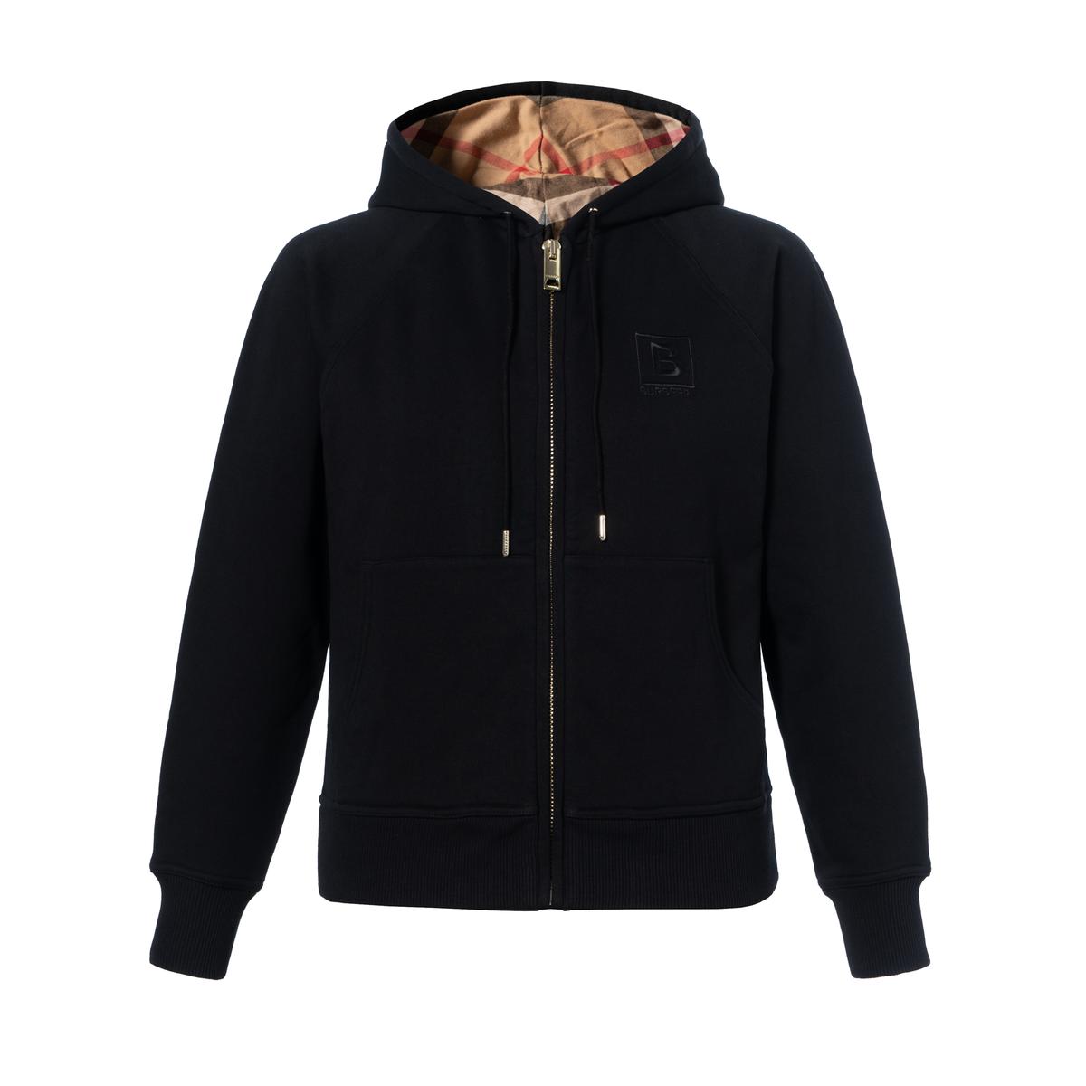 Burberry Burberry Women's Letter Graphic Cotton Blend Zip Hoodie Black