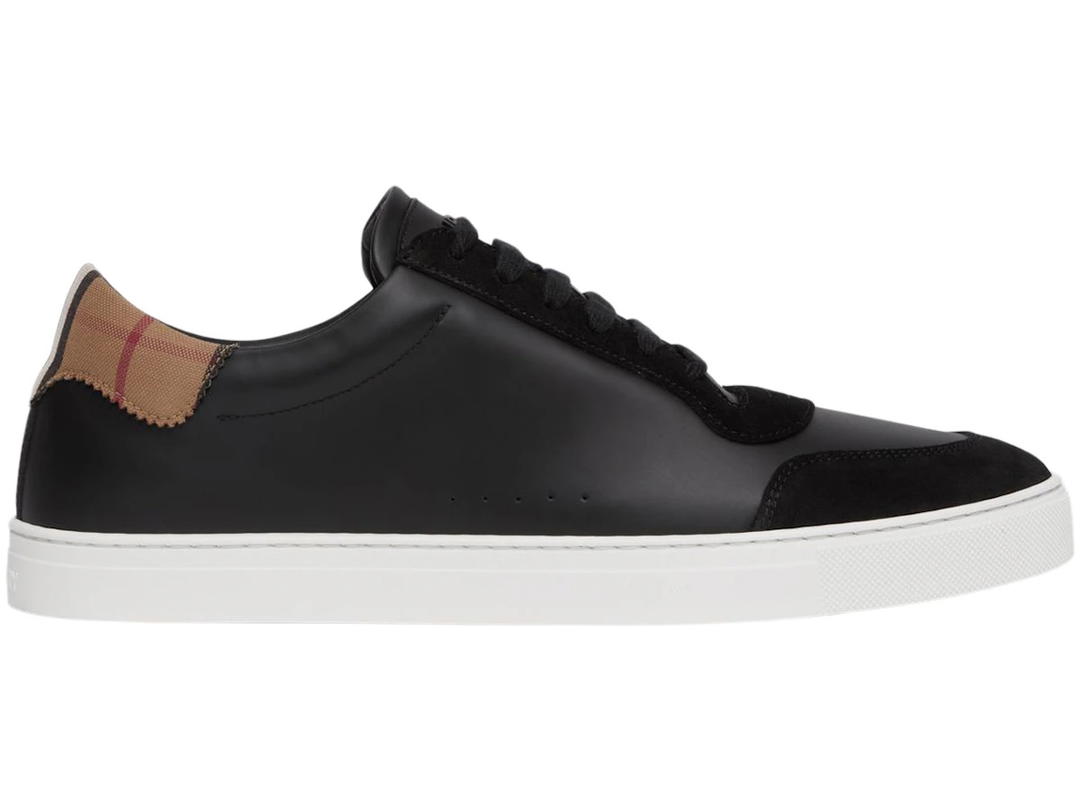 Burberry Burberry Leather Suede and Vintage Check Cotton Sneakers Black