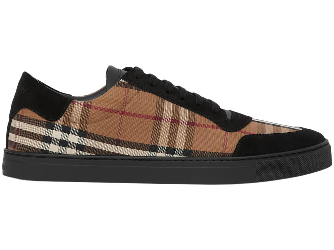 Burberry Burberry Vintage Check Cotton and Suede Sneakers Birch Brown Black