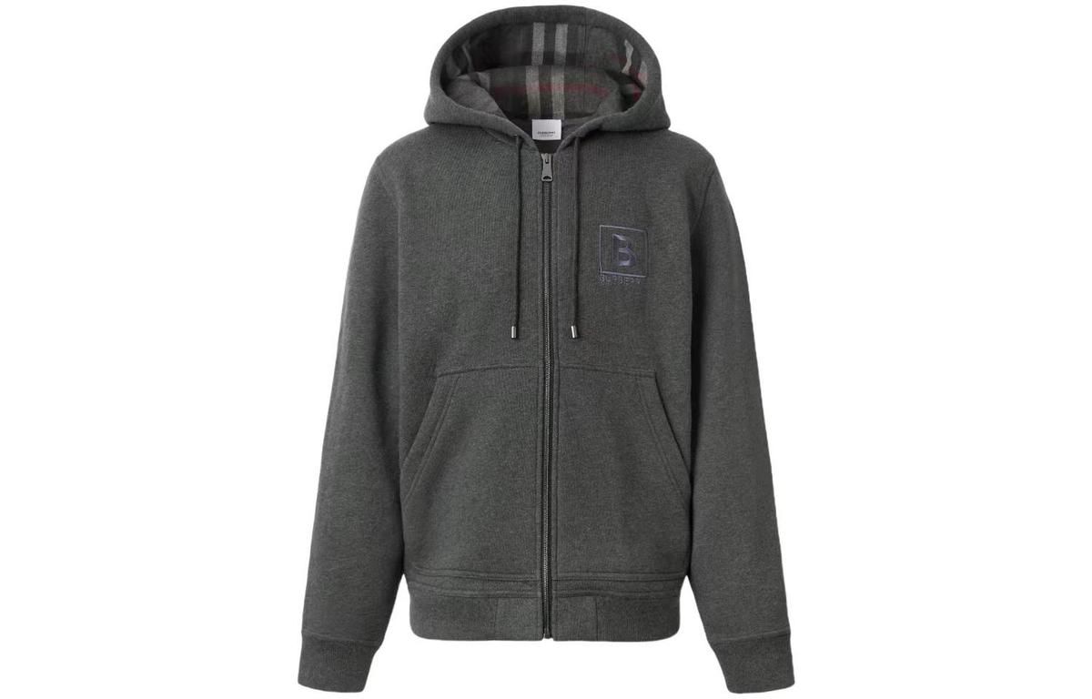 Burberry Burberry Letter Graphic Cotton Blend Zip Hoodie