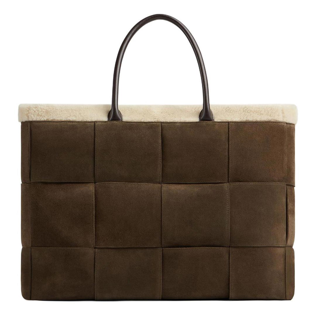 Bottega Veneta Bottega Veneta Suede Tote Bag Shopping Bag Handbag Large Size Men's Dark Brown