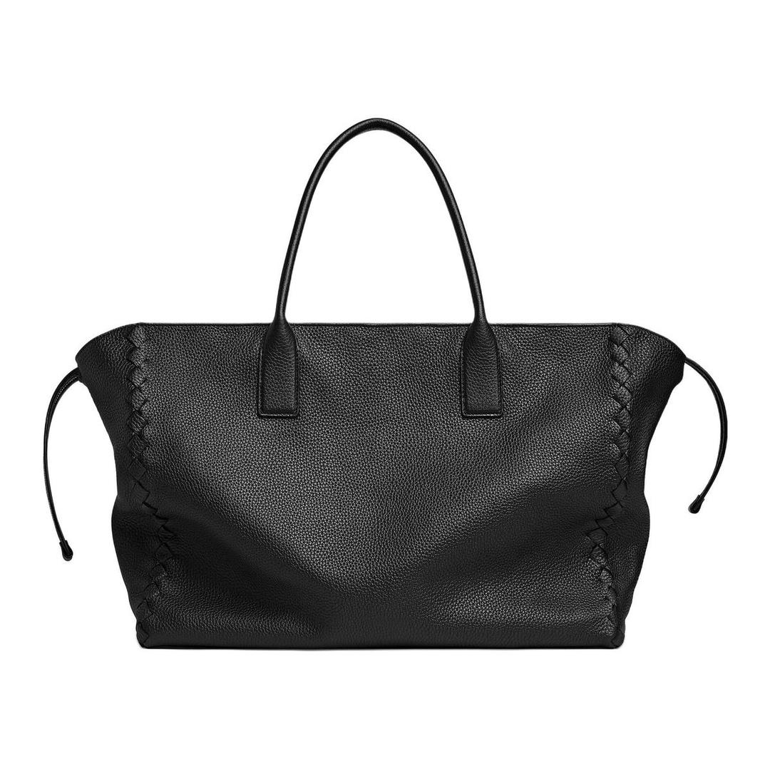 Bottega Veneta Bottega Veneta Intrecciato Calfskin Tote Bag Shopping Bag Handbag Large Size Men's Black