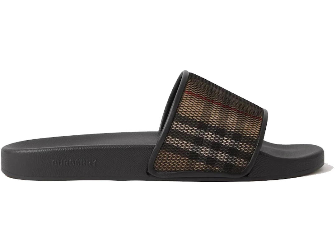 Burberry Burberry Check Cotton Mesh Slides Black
