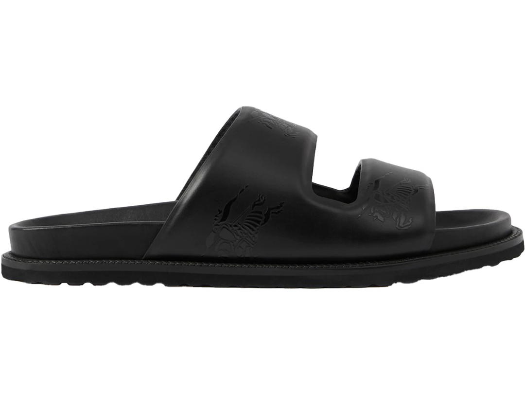 Burberry Burberry Embossed EKD Slides Black Leather