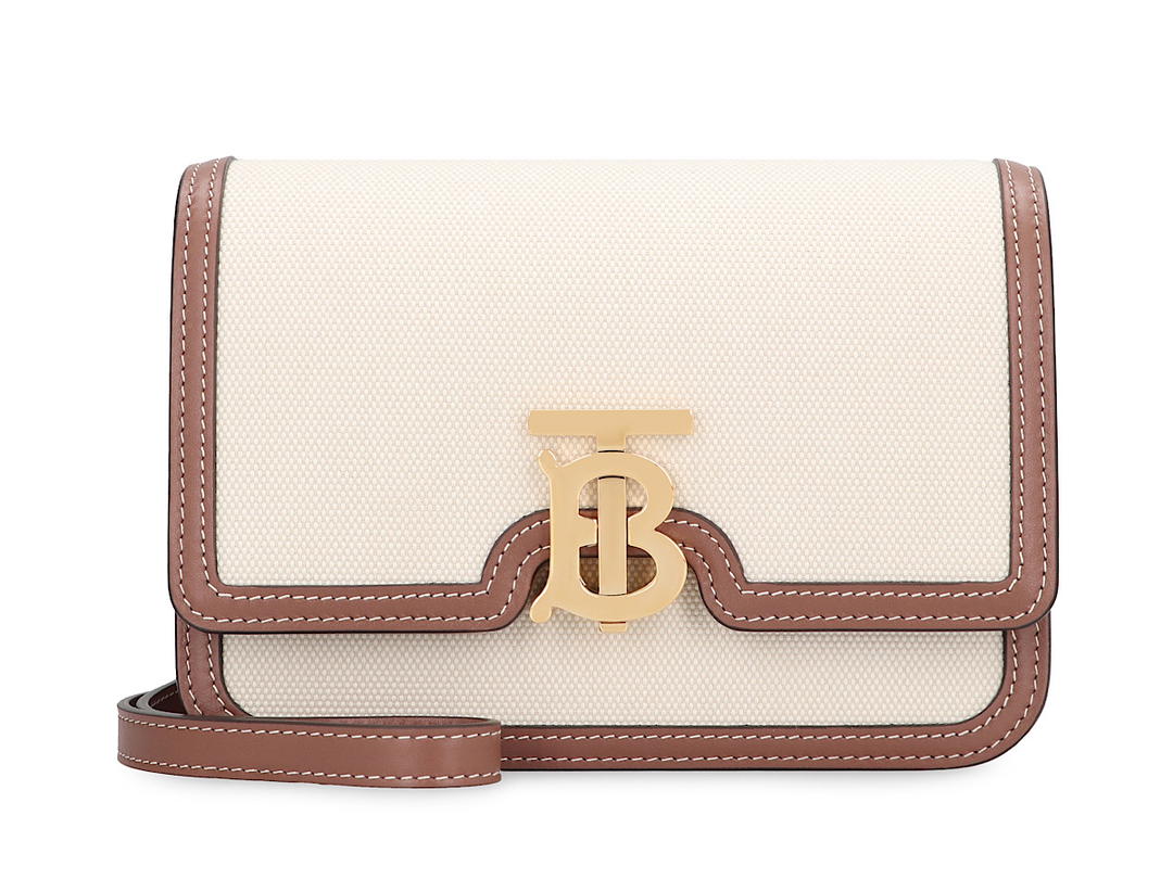 Burberry Burberry Tb Canvas Shoulder Bagskin Calf Cotton 100