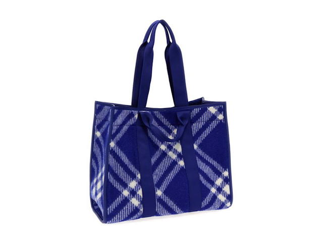Burberry Burberry Signature Check Raffia Leather Bagblue 99 Virgin Wool 1 Polyamide - view 3