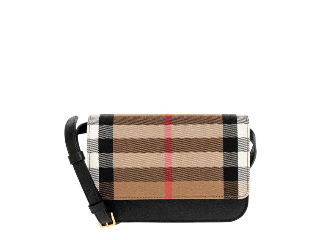 Burberry Burberry Madison Check And Leather Crossbody Bag Black