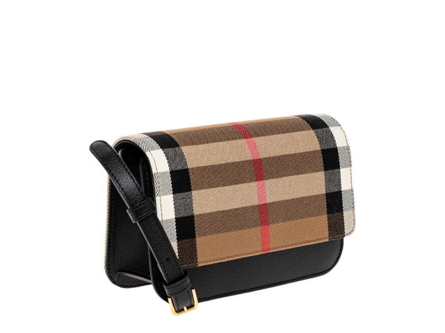 Burberry Burberry Madison Check And Leather Crossbody Bag Black - view 3