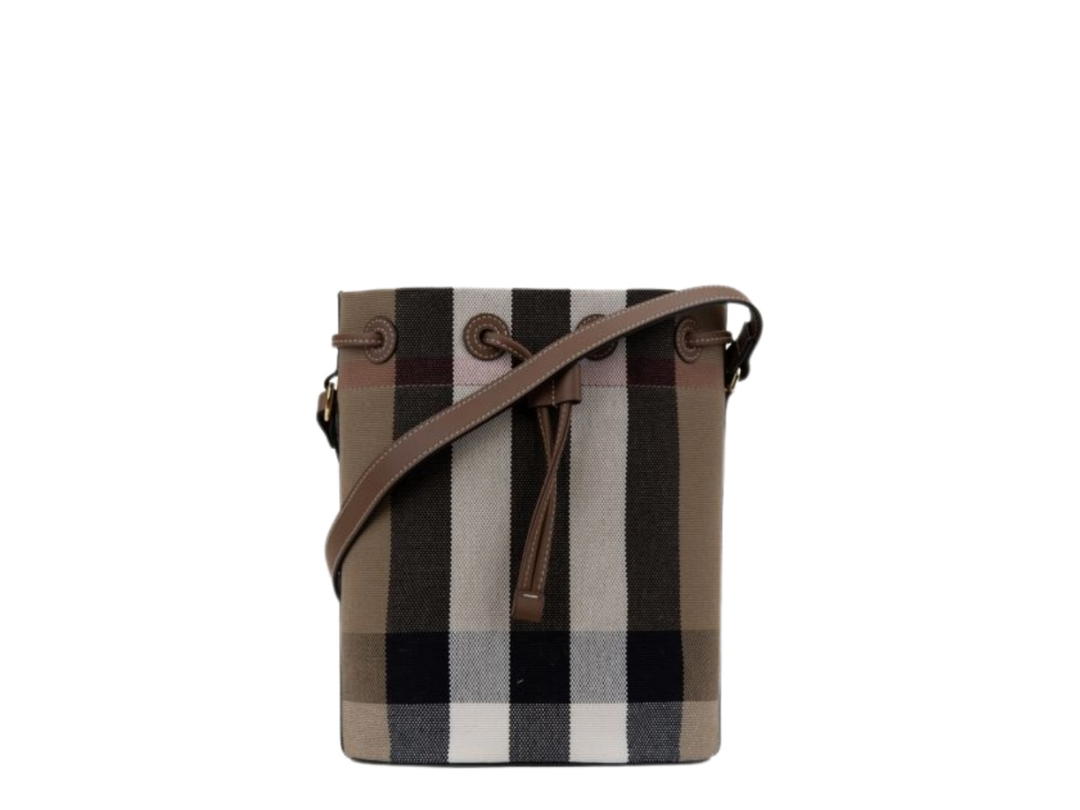 Burberry Burberry Bucket Plaid Drawstring Taupe Brown