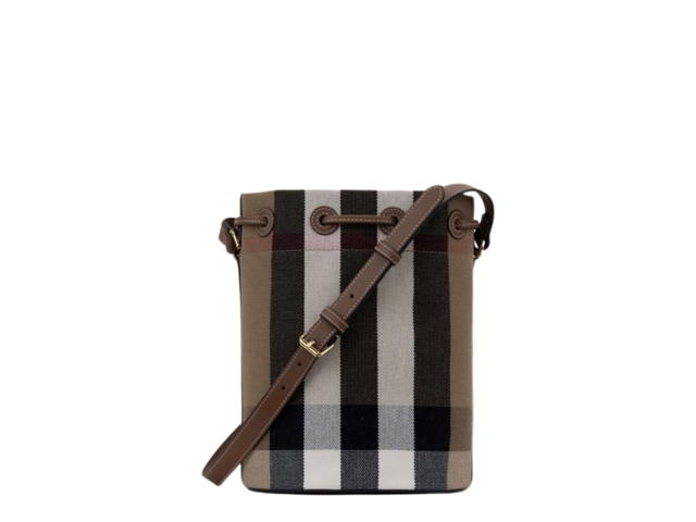 Burberry Burberry Bucket Plaid Drawstring Taupe Brown - view 2