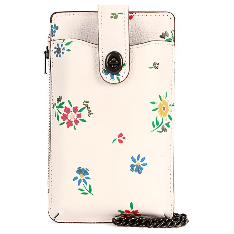 Coach Coach Turnlock PVC Crossbody Cell Phone Pouch With Card Slot Mini Women's White