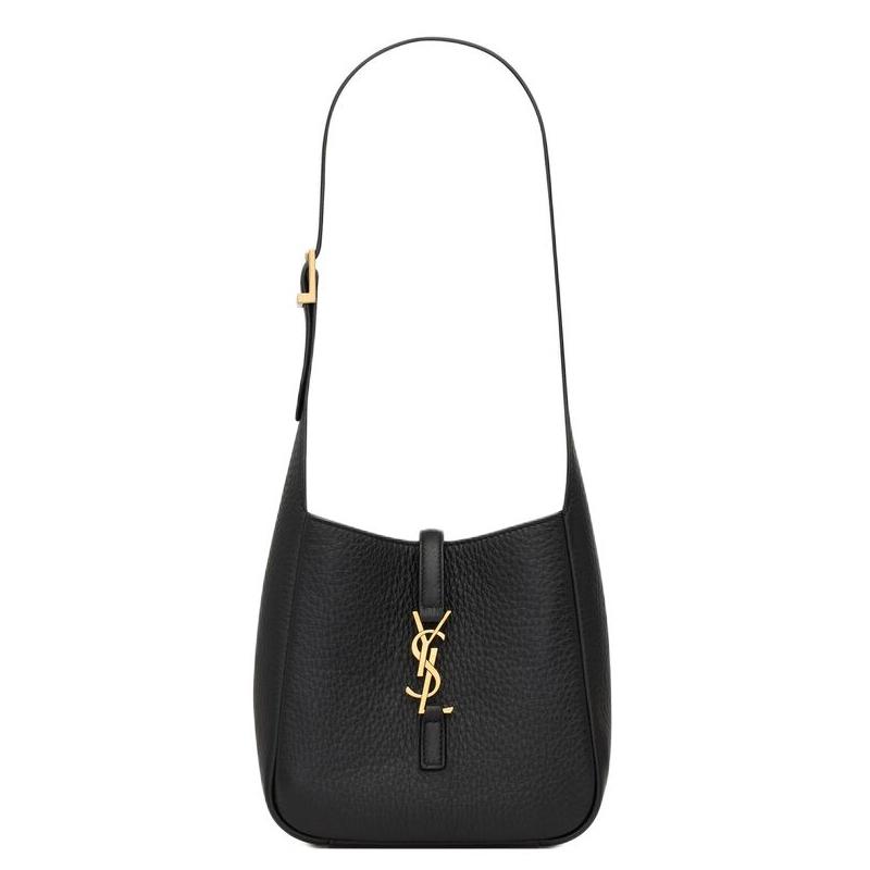 Saint Laurent SAINT LAURENT LE5À7 Logo Grained Leather Handbag Shoulder Bag Women's Black