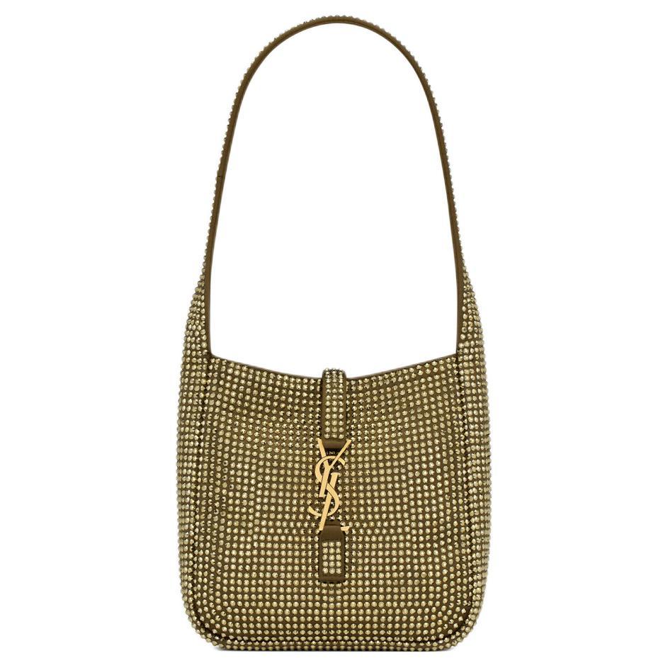 Saint Laurent Saint Laurent LE5A7 Rhinestone Brocade Satin Handbag Shoulder Bag Women's Yellow Brown