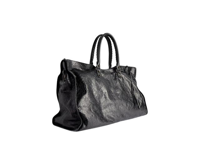 Balenciaga Balenciaga Le City Travel Bag In Black Arena Storico Lambskin Brass Hardware - view 2