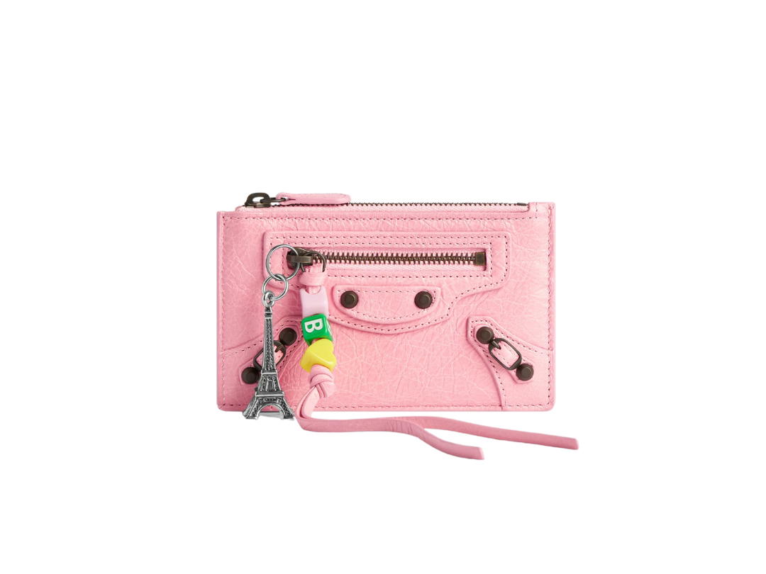 Balenciaga Balenciaga Le City Long Coin And Card Holder In Vintage Pink Arena Storico Lambskin With Charms