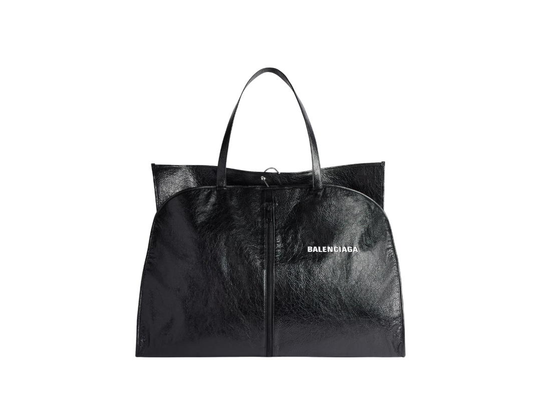 Balenciaga Balenciaga Shopper Garment Bag Tote In Black Arena Lambskin With Aged-Silver Hardware