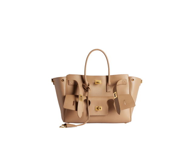 Balenciaga Balenciaga Bel Air Small Carry All Bag In Latte Smooth Calfskin Aged-Gold Hardware - view 1