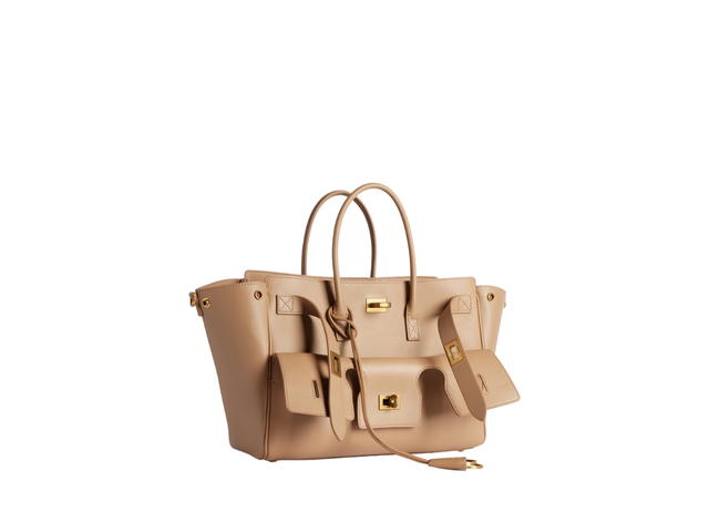 Balenciaga Balenciaga Bel Air Small Carry All Bag In Latte Smooth Calfskin Aged-Gold Hardware - view 2