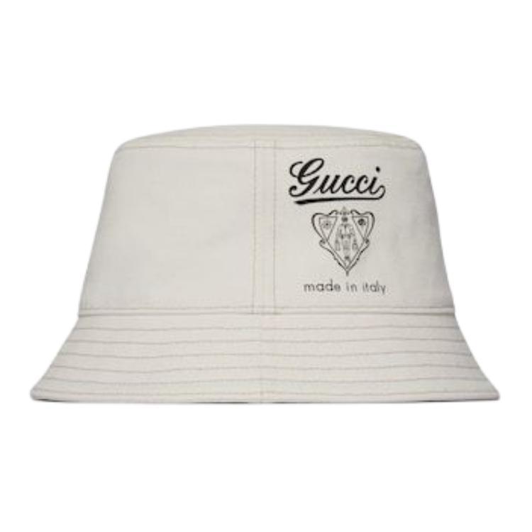 Gucci Gucci 100% Cotton Canvas Viscose Bucket Hats Men's White