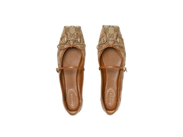 Gucci Gucci Horsebit Ballet Flat Original GG Beige Brown (Women's) - view 3