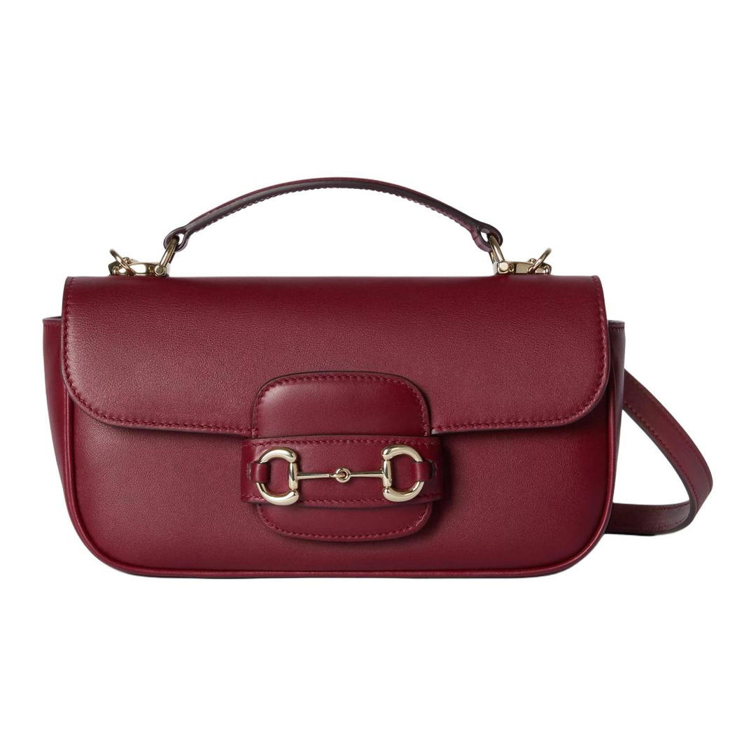 Gucci Gucci Horsebit 1955 Leather Shoulder Bag Crossbody Bag Handbag Small Size Women's Burgundy