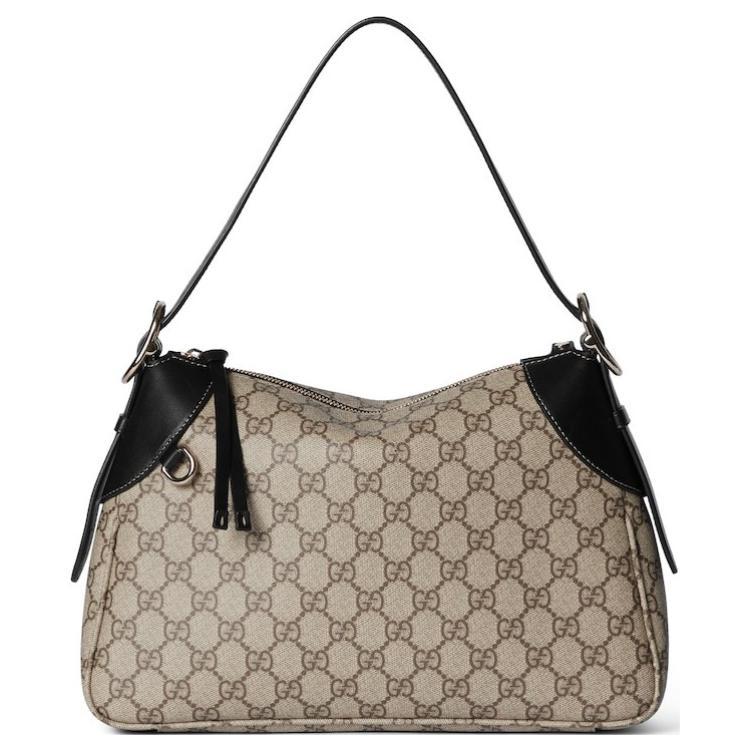 Gucci Gucci Coated Fabric Handbag Shoulder Bag Small Size Women's Black & Dark Brown