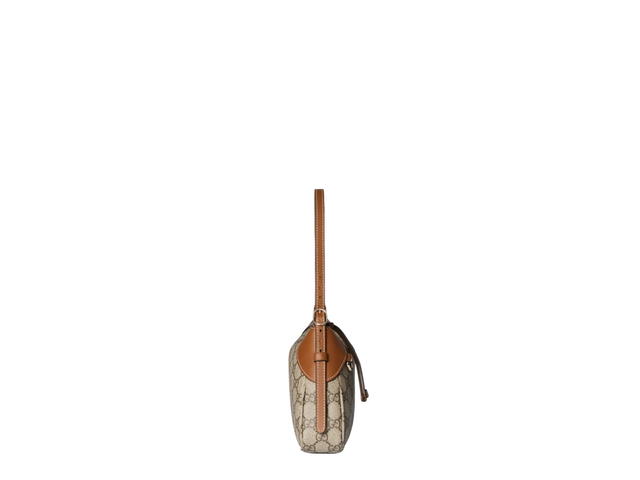 Gucci Gucci GG Emblem Small Shoulder Bag In Light Gold Tone Hardware With Beige And Dark Brown - view 5