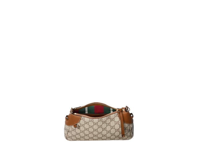 Gucci Gucci GG Emblem Small Shoulder Bag In Light Gold Tone Hardware With Beige And Dark Brown - view 6