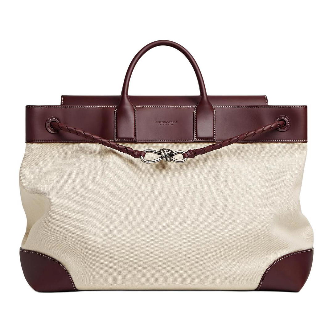 Bottega Veneta Bottega Veneta Linen Tote Bag Shopping Bag Shoulder Bag Crossbody Bag Handbag Men's Natural & Marigold Brown
