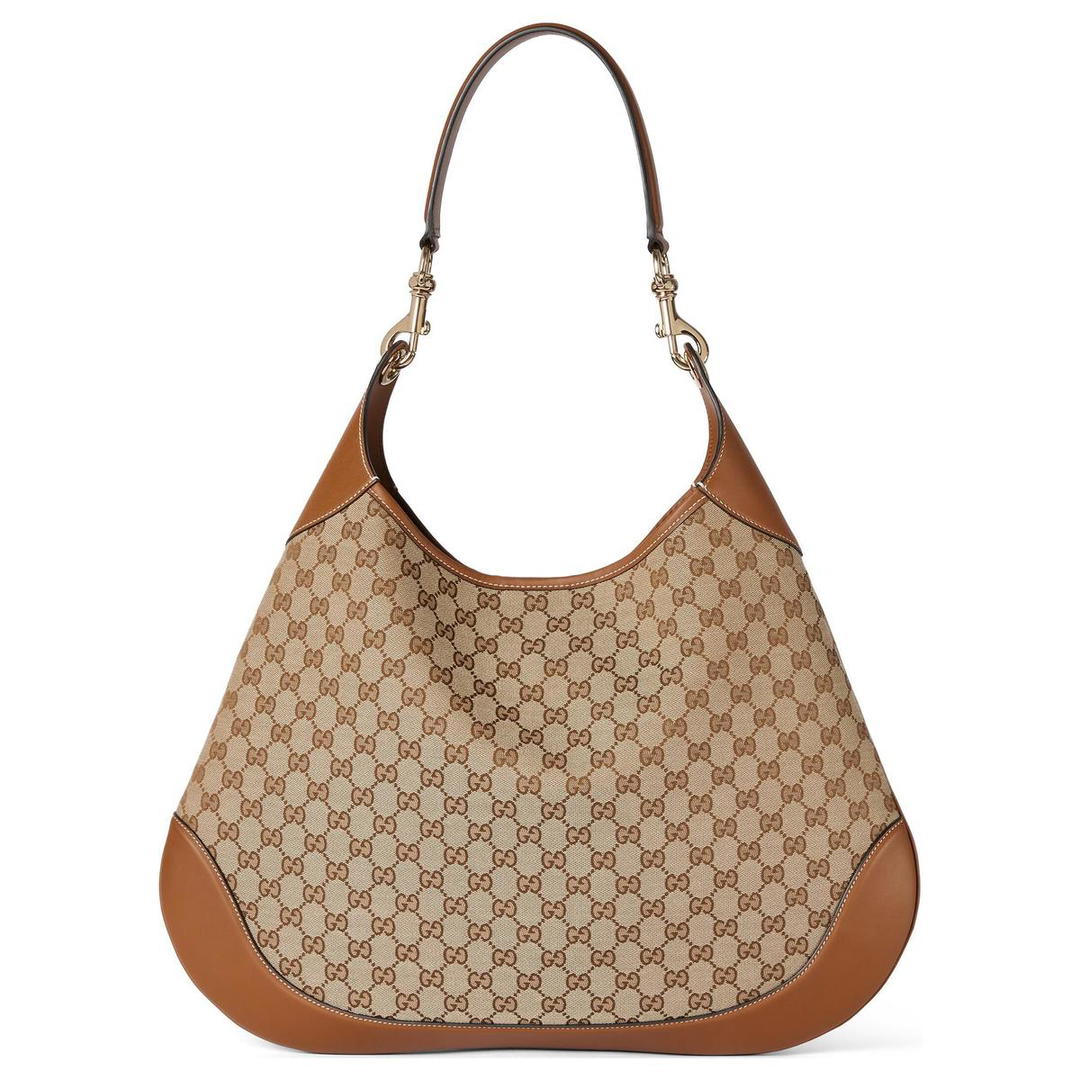 Gucci Gucci Original GG Canvas One Shoulder Handbags Medium Size Women's Beige & Dark Brown