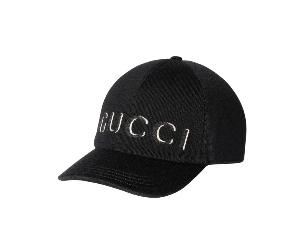 Gucci Gucci Embroidered Wool Baseball Hat Black Wool