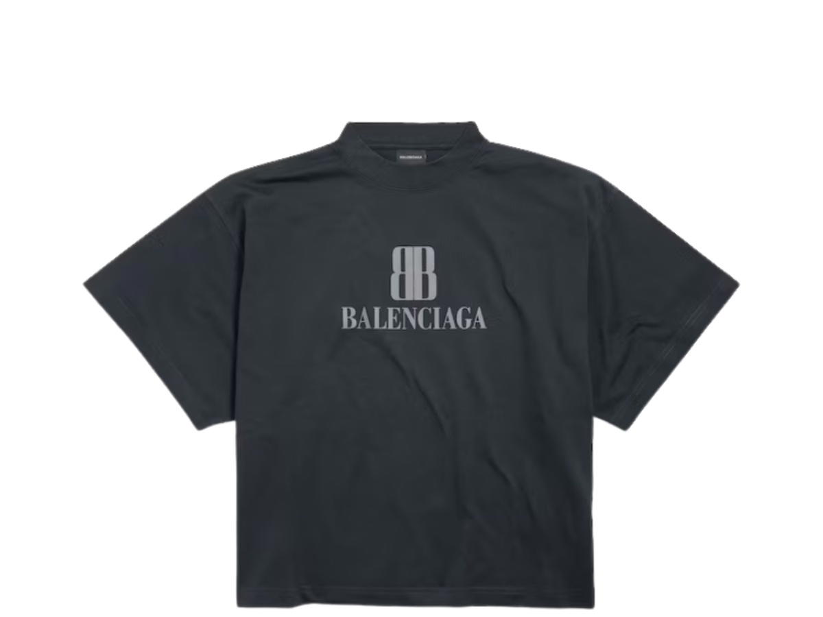 Balenciaga Balenciaga Nano Bb Cropped T-shirt Black Faded