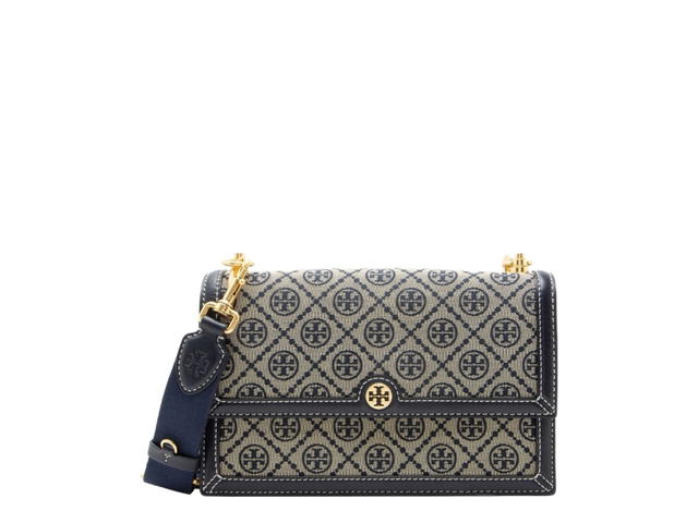 Tory Burch Tory Burch T Monogram Canvas Medium Crossbody Beige Blue - view 1