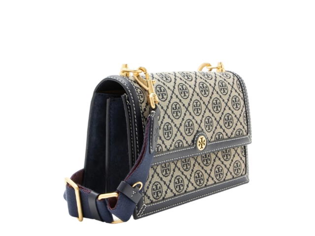 Tory Burch Tory Burch T Monogram Canvas Medium Crossbody Beige Blue - view 2