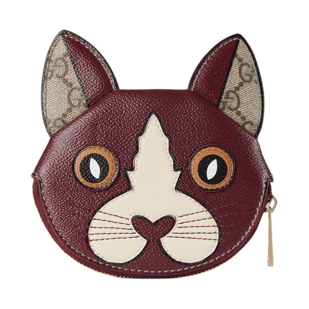 Gucci Gucci Coated Canvas Coin Purse Women's Beige & Dark Brown